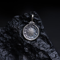 S925 Tibet Pure Silver Handmade Mini Trumpet Nine Palace Gossip Signs Buddha Beads Handstring Clips Side Hang Necklace Pendant Pendant