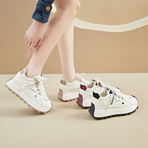 厚底增高老爹鞋女2026年春季新款软底百搭超火轻便运动休闲女鞋子 - 图0