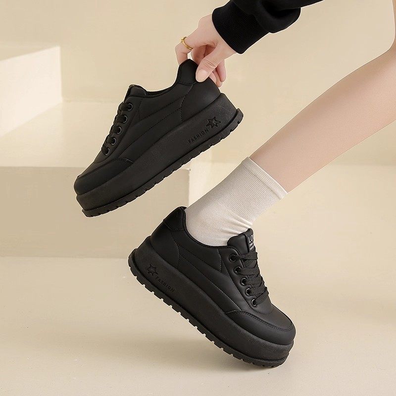 工作鞋黑色女秋冬防水防滑厨师厨房上班鞋百搭运动板鞋妈妈厚底鞋,淘宝优惠券,粉丝福利购,淘宝优惠卷