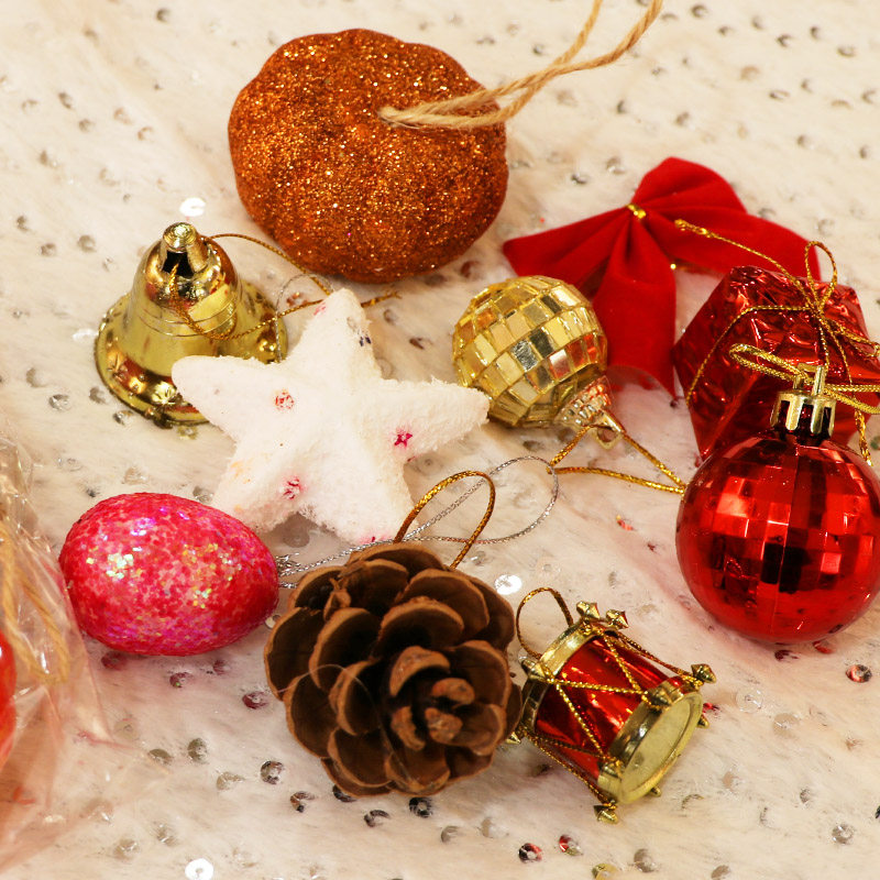 节日秀圣诞树装饰小挂件套餐用品星星蝴蝶结铃铛松果电镀球小礼物,淘宝优惠券,粉丝福利购,淘宝优惠卷