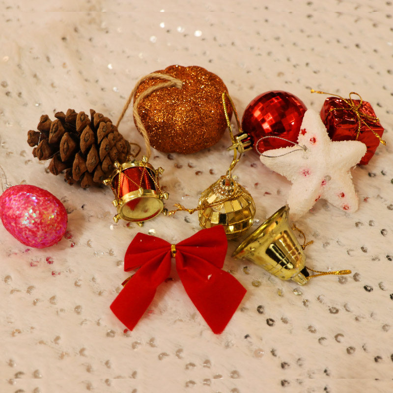节日秀圣诞树装饰小挂件套餐用品星星蝴蝶结铃铛松果电镀球小礼物,淘宝优惠券,粉丝福利购,淘宝优惠卷