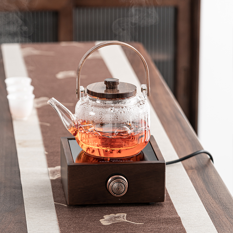 电陶炉围炉小型耐热煮茶器煮茶炉新中式煮茶器玻璃煮茶壶蒸茶壶 - 图2