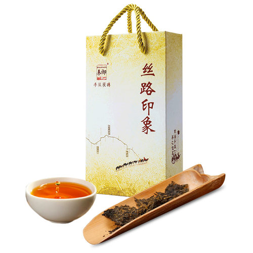 秦御茯茶泾阳茯茶金花茯砖茶黑茶陕西特产伏茶丝路印象500g礼盒装 - 图3