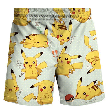 ຊ່ວງລະດູຮ້ອນປີ 2021 ແບບ Pikachu ແບບ 3D Printed Shorts ກາງແຈ້ງເອີຣົບ ແລະ ອາເມລິກາ Summer Loose Beach Pants Fashion Shorts Casual Shorts for Men