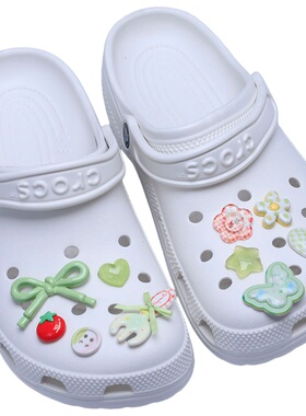 简约适配diy洞洞鞋可拆卸鞋扣鞋花绿色蝴蝶配件卡扣Cross/Crocs