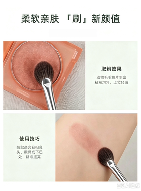 玄檀11扇形高光刷羊毛材质回弹精准清透自然提亮刷新手化妆刷推荐