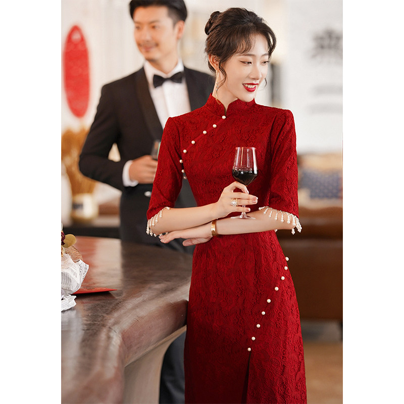 旗袍新娘2021新款小个子中式敬酒服 维娜新娘礼服/晚装