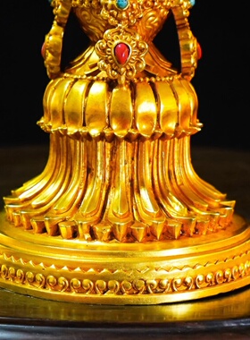 藏式纯铜七珍宝摆件家用供奉轮王七政组合高档手工鎏金七寸十寸