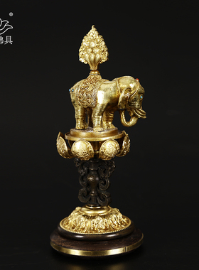 慧宝纯铜密宗摆件八吋轮王七政宝藏密佛具七珍八宝吉祥专利正品　