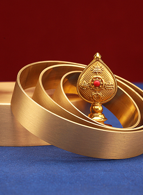 加厚光面纯铜曼扎盘藏式供奉八吉祥修曼茶罗小号12cm摆件客厅家用