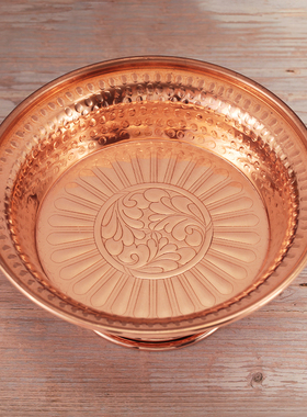 尼泊尔红铜手工杯格桑花雕花