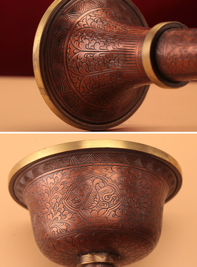 格桑花八吉祥尼泊尔红铜手工