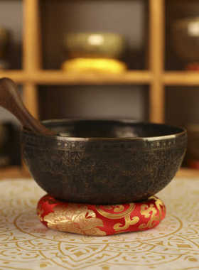 瑜伽音波轻疗愈满刻尼泊尔雕花钵