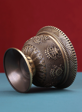 纯铜八供八吉祥供水杯仿古金色家用七供八供圣水杯供奉碗佛堂摆件