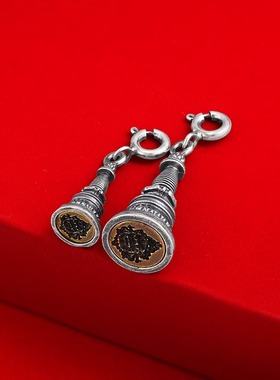 S925纯银复古噶当塔吊坠文玩手串