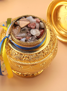 莲花含宝石合金宝瓶摆件