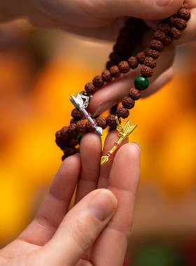 s925纯银镀金迷你长寿箭财神箭藏式吊坠星月菩提配饰DIY情侣挂件