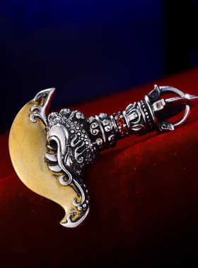 S925纯银藏式金刚杵DIY手串挂绳