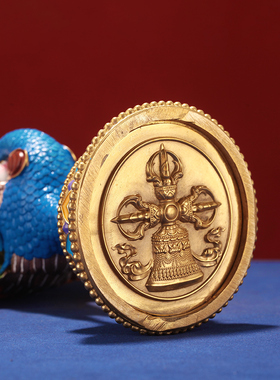 藏式纯铜西藏孔雀明王雕佛像家用供奉摆件精品全身彩绘铜像装物