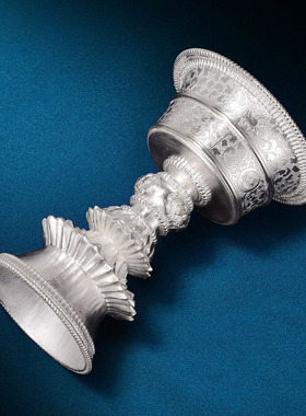 藏式S999纯银酥油灯供具密宗供佛灯纯手工酥油灯8cm藏式民族风