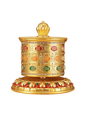 藏式指捻转轮手指尖式捻转筒客厅家用浮雕合金手动转桶办公室摆件