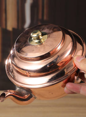 西藏式手工用品精美红铜光面藏式八吉祥古色纯铜水陆供盘托盘大号