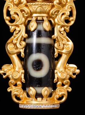 精品s925纯银镀金西藏式宗喀巴大师两眼吊坠天珠项链挂件男女配饰