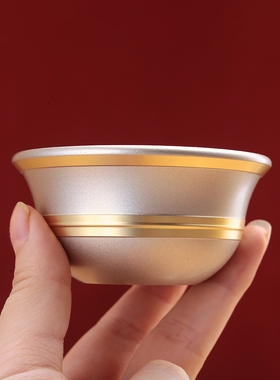 纯铜七供水碗净水杯藏式家居具供奉古铜色佛摆件供碗供用品磨砂面