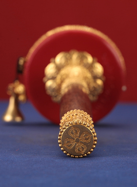 亚青红皮金色转桶手摇转筒纯铜大号西藏式家用摆件手持转桶随身