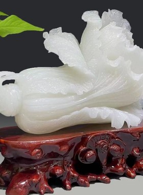 玉石白菜摆件坐地生财