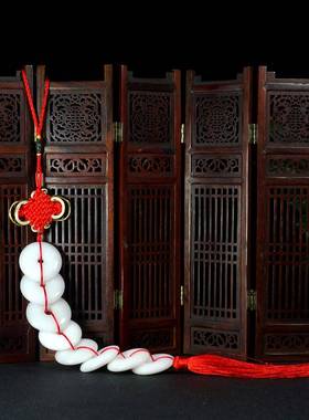 天然八白玉平安扣挂件除污秽厕所门对大门卧室客厅中国结玉串装饰