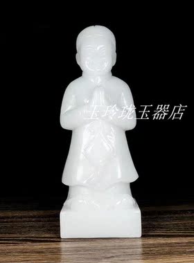 金童玉女摆件佛像天然玉石善財