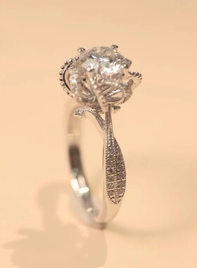 S925莫桑石戒指【爱神降临】1.5克拉高托缠绕镂空钻戒镀银求婚戒
