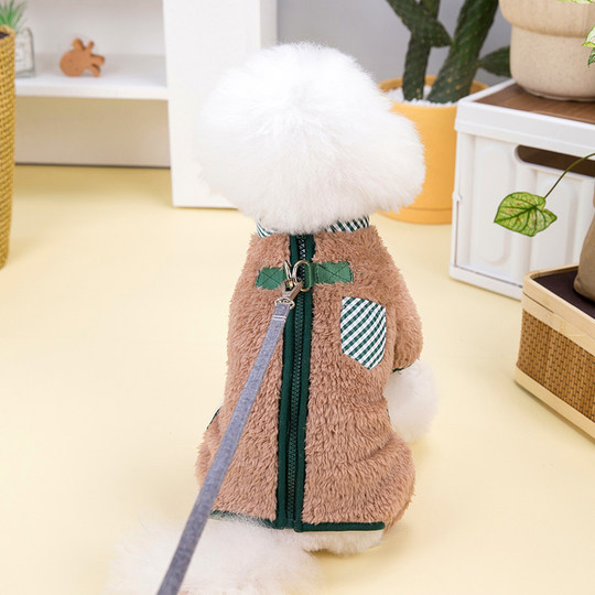狗狗衣服秋装秋冬季四腿衣保暖绒衣后背拉链宠物猫小型犬泰迪比熊
