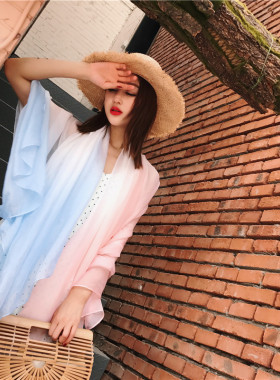 渐变防晒丝巾百搭女夏季沙滩丝巾