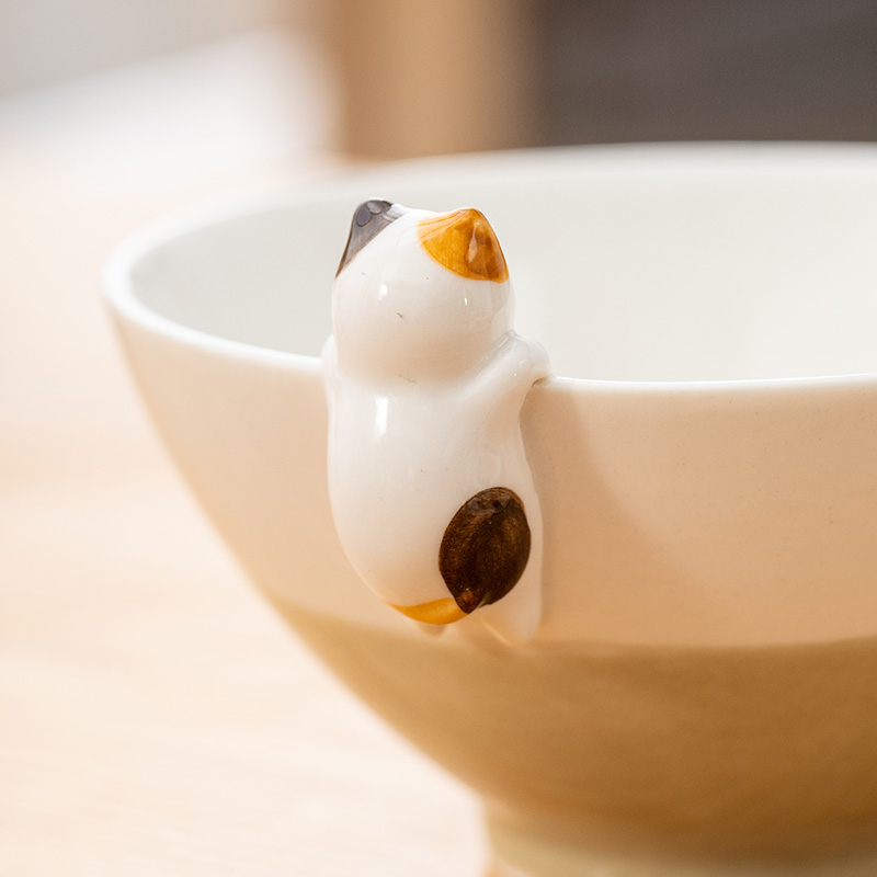 猫咪卡通碗个性可爱立体陶瓷碗学生碗家用餐具儿童创意米饭碗厚实