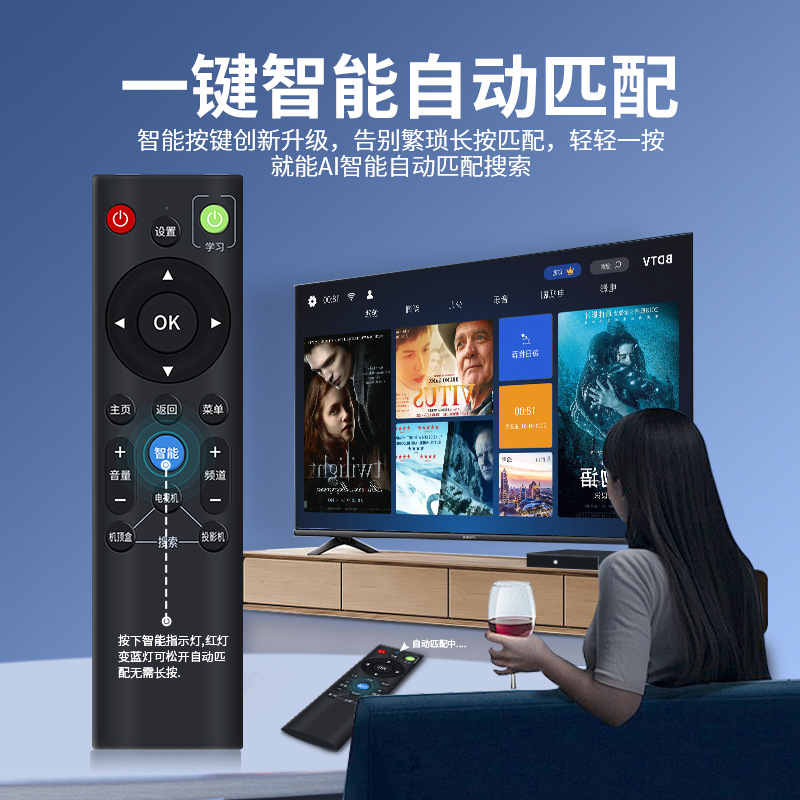 新款2.4G万能蓝牙遥控器适用于电视机顶盒投影仪三模三合一全通用 - 图1