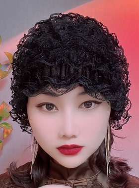 遮白发帽蕾丝帽时尚居家小帽