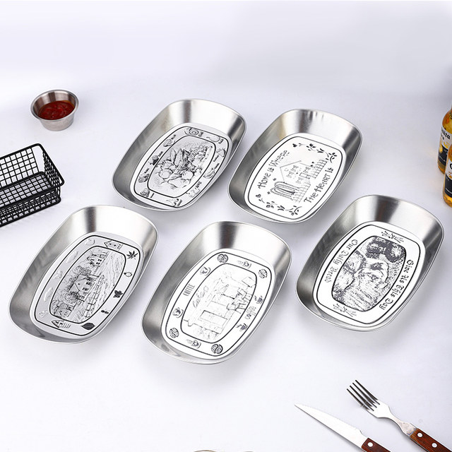 Fried chicken plate, French fries plate, tinplate snack plate, platter,