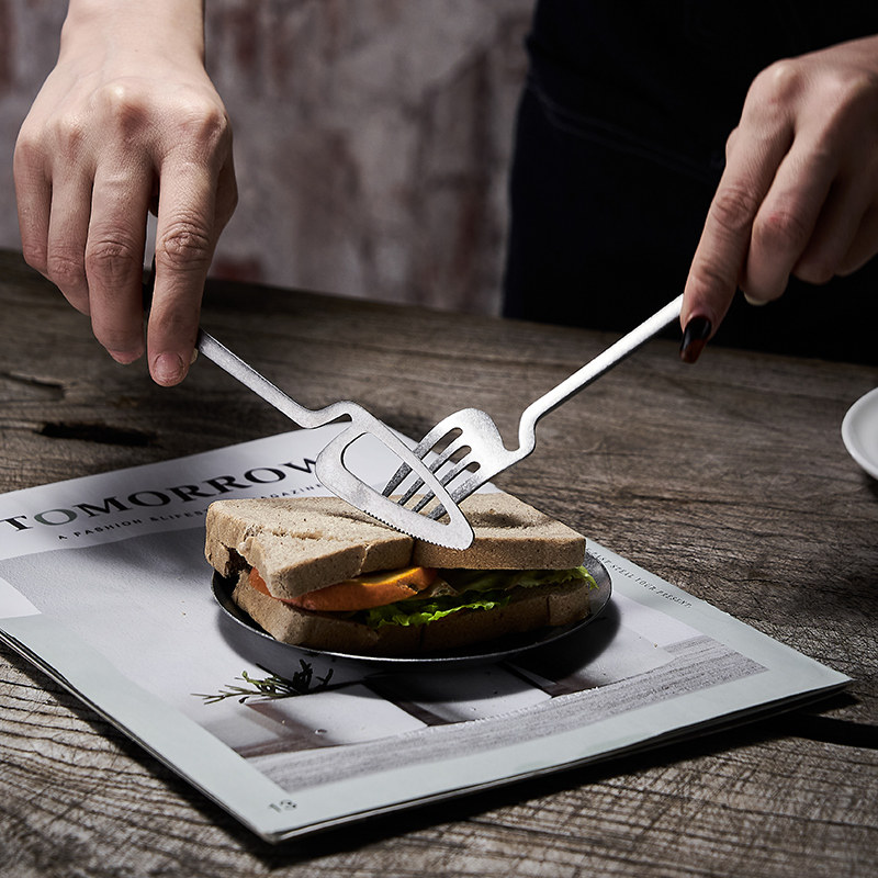 复古异形餐具西餐不规则蛋糕甜品勺子叉子304不锈钢刀叉勺三件套,淘宝优惠券,粉丝福利购,淘宝优惠卷