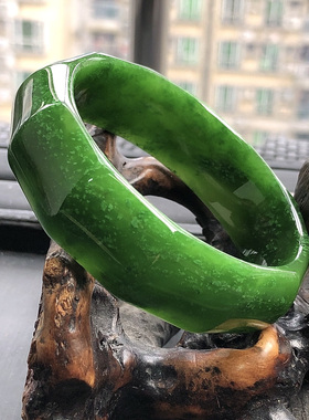 新疆天然和田玉碧玉手镯女款