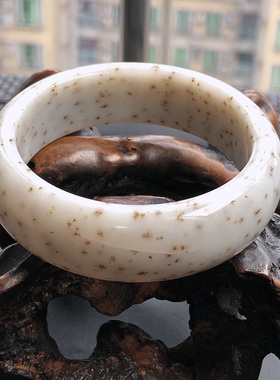 新疆天然和田玉手镯女款证书水草