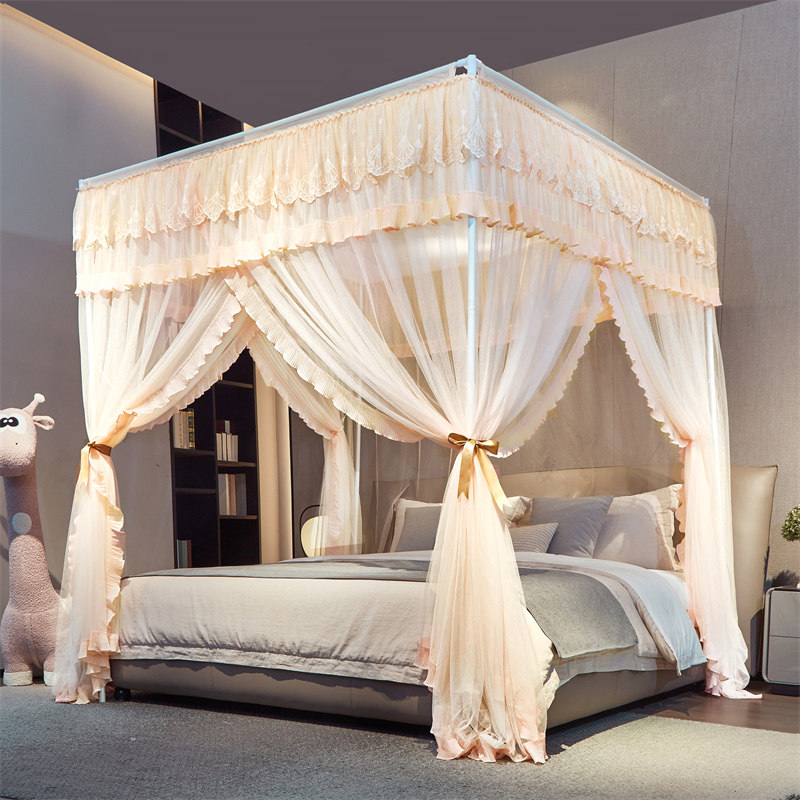 2025新款公主风花边绣花高级宫廷蚊帐落地加密加厚三开门家用结婚,淘宝优惠券,粉丝福利购,淘宝优惠卷