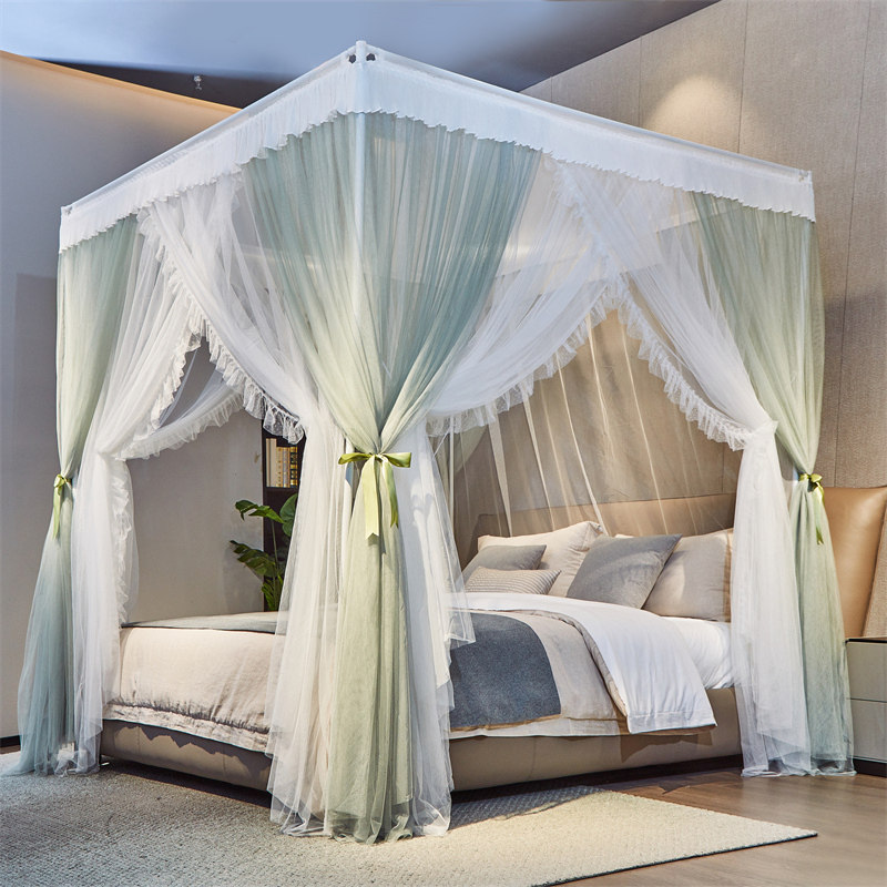 2025年新款高级花边双层纱宫廷蚊帐落地加密加厚三开门公主风家用,淘宝优惠券,粉丝福利购,淘宝优惠卷