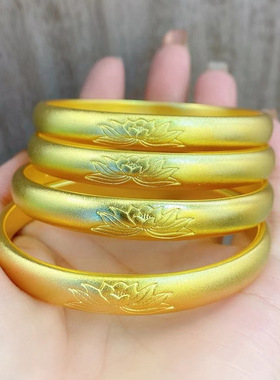 黄铜镀金彩色莲花手镯越南沙金色