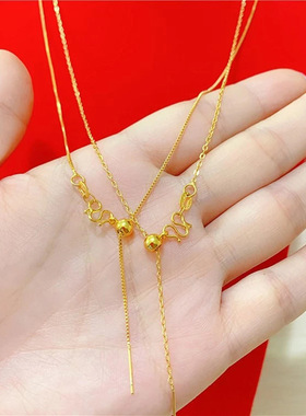 黄铜镀金针式万能项链越南沙金厚