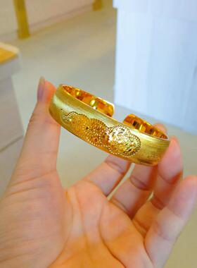越南沙金宽面cnc手镯福禄古祥婚