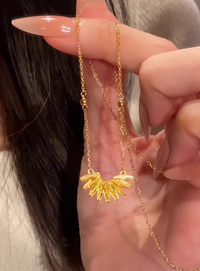 金色爆闪星芒吊坠项链女2025新款