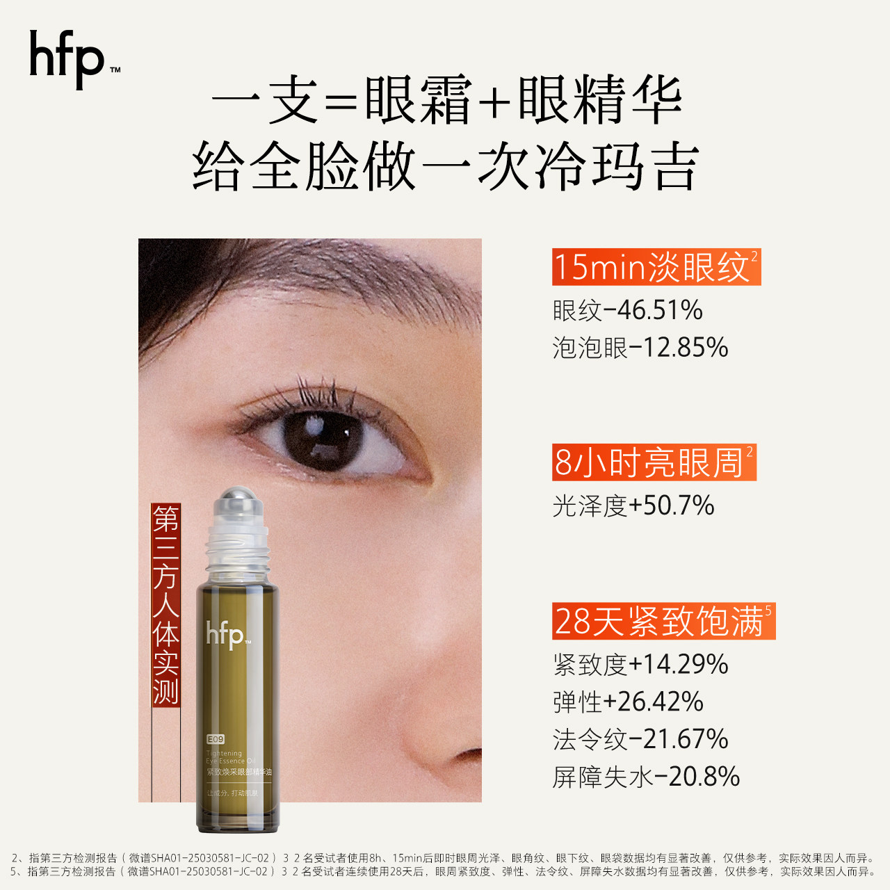 hfp眼部精华油滋润抗皱淡化细纹眼霜