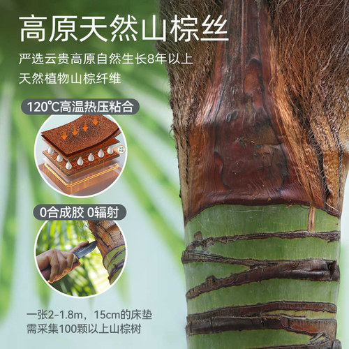 大自然棕床垫全山棕护脊椎棕榈双人1.8m1.5米硬棕垫全棕可定制 A7 - 图1